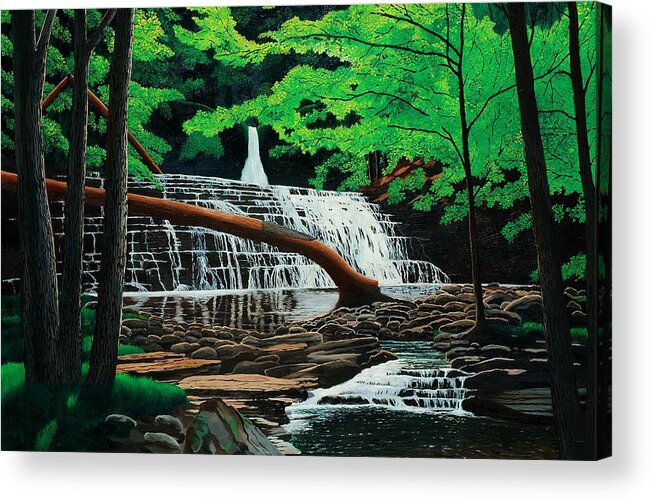 Waterfall Acrylic Print featuring the painting Salt Springs by Mark Regni