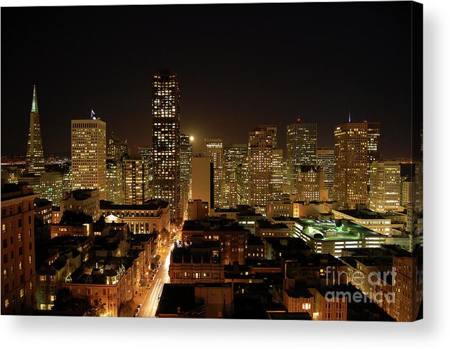 After Dark Acrylic Print featuring the photograph San Francisco at night by Paul Warburton