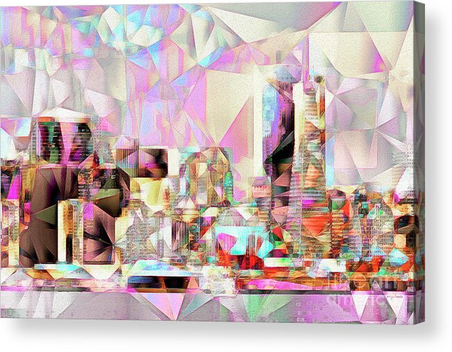 Wingsdomain Acrylic Print featuring the photograph San Francisco Skyline in Abstract Cubism EOS 5D29399 20170326 by Wingsdomain Art and Photography