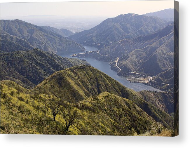 Nature Acrylic Print featuring the photograph San Gabriel Canyon Reservoir by Viktor Savchenko