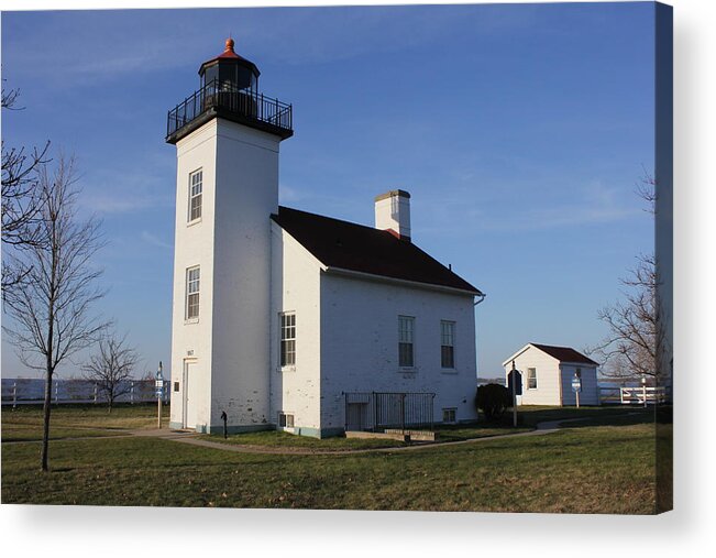 Light Acrylic Print featuring the photograph Sand Point lighthouse in Escanaba by Charles and Melisa Morrison