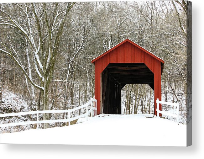 Landscape Acrylic Print featuring the photograph Sandy Creek Covered Bridge by Holly Ross