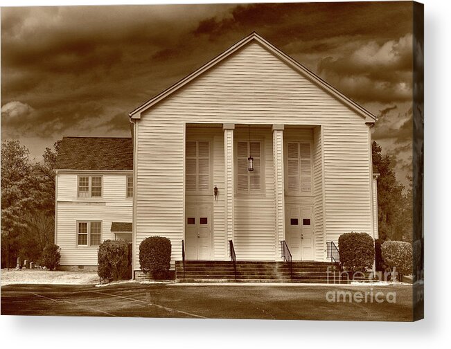 Scenic Tours Acrylic Print featuring the photograph Sandy Level Baptist In Sepia Tones by Skip Willits