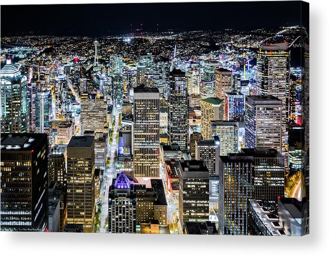 Seattle Acrylic Print featuring the photograph Seattle lights by Mihai Andritoiu