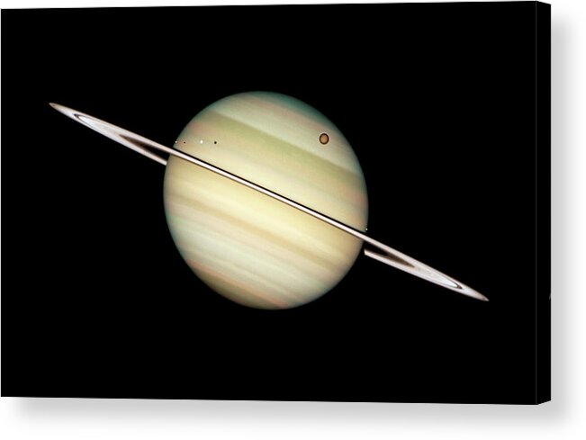 Saturn Acrylic Print featuring the photograph Saturn and Moons by Weston Westmoreland