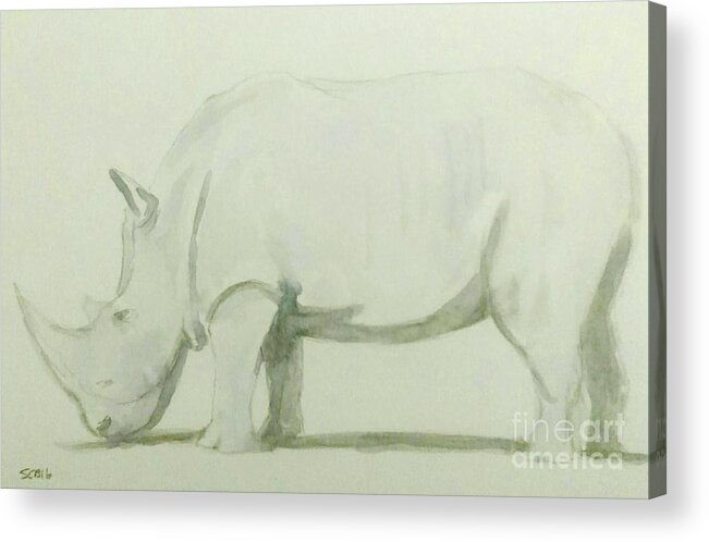 Rhino Acrylic Print featuring the painting Save a Rhino by Stacy C Bottoms