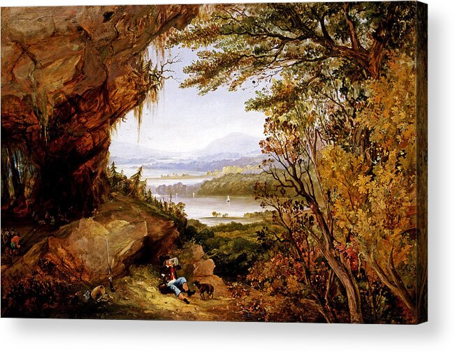 James Hamilton Acrylic Print featuring the painting Scene on the Hudson. Rip Van Winkle by James Hamilton