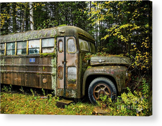 Maine Acrylic Print featuring the photograph School Bus Camp by Alana Ranney