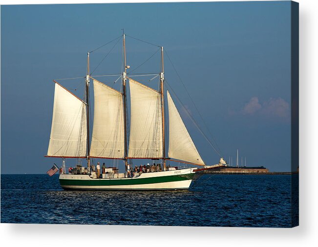84 Foot Schooner Sailboat Acrylic Print featuring the photograph Schooner by Fort Sumter by Sally Weigand