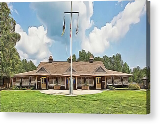 Camp Sea Gull Acrylic Print featuring the painting Sea Gull Dinning Hall by Harry Warrick