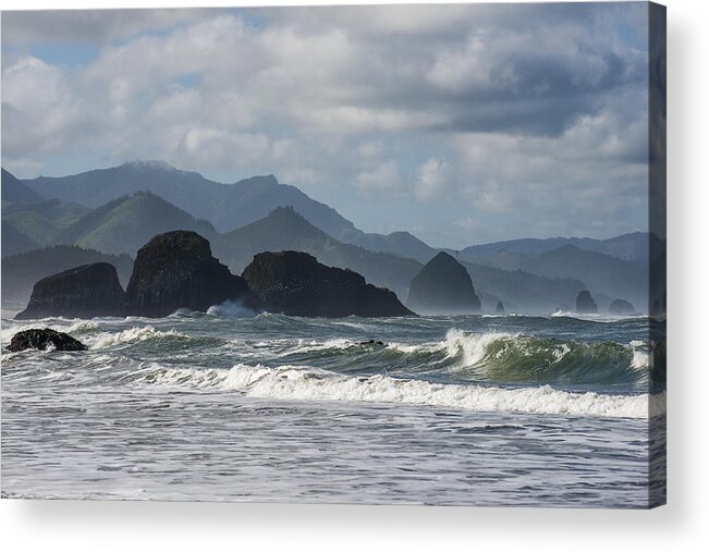Beaches Acrylic Print featuring the photograph Sea Stacks and Surf by Robert Potts