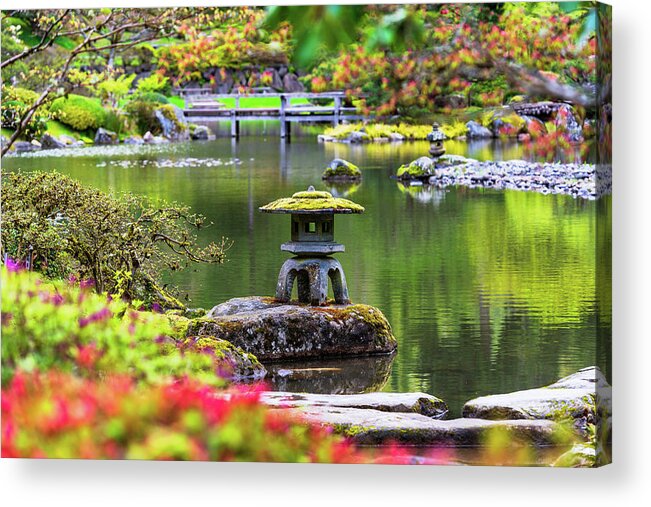 Outdoor; Garden; Plant Acrylic Print featuring the digital art Seattle Japanese Garden by Michael Lee