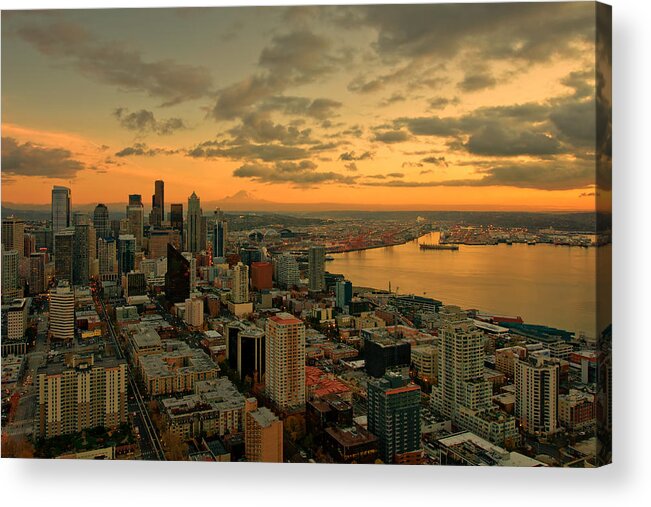 Seattle Acrylic Print featuring the photograph Seattle Sunset by Dan Mihai