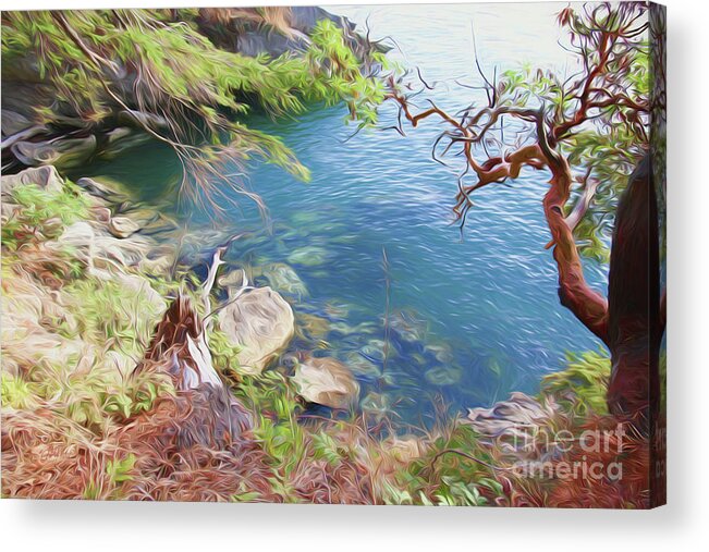 Rocks Acrylic Print featuring the digital art Secret Cove by Cheryl Rose