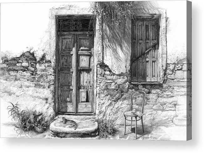Drawing Acrylic Print featuring the drawing Secret of the Closed Doors by Sergey Gusarin