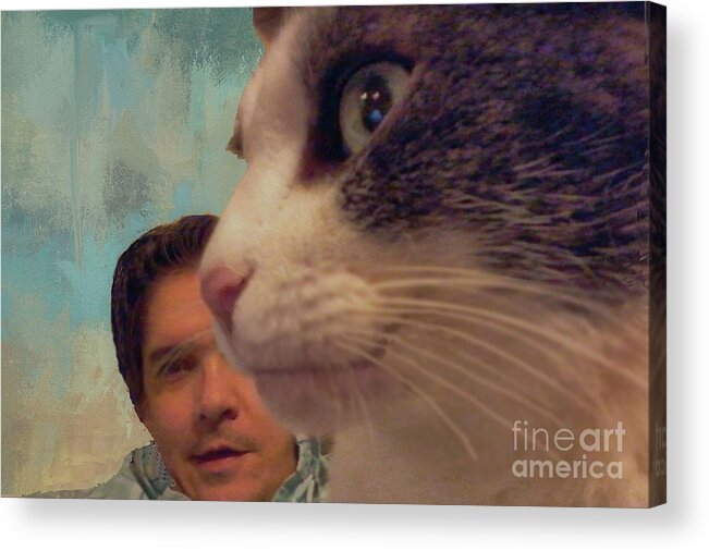 Cat Acrylic Print featuring the digital art Seeing Eye to Eye by Janette Boyd