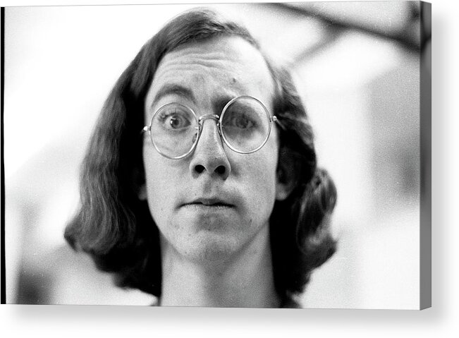 Self-portrait Acrylic Print featuring the photograph Self-Portrait, With Raised Eyebrow, 1972 by Jeremy Butler