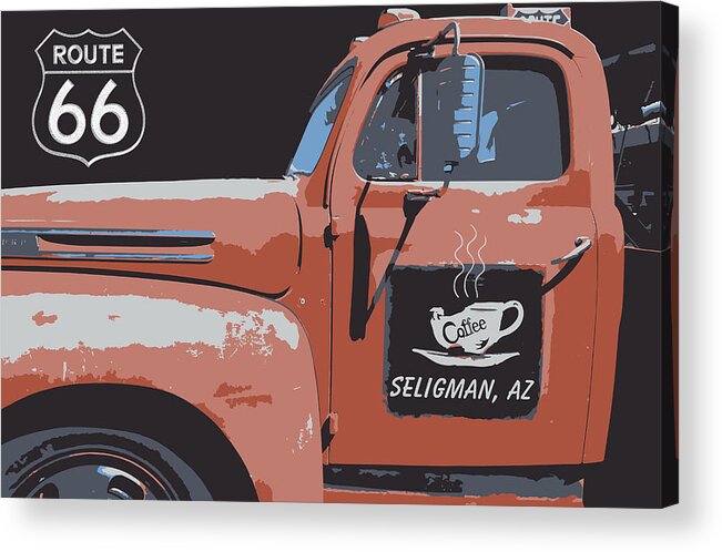 Rt66 Acrylic Print featuring the digital art Seligman coffee by Darrell Foster