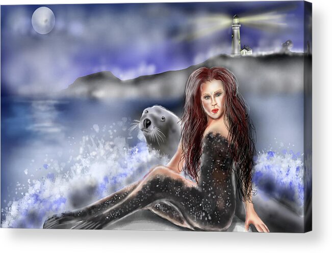 My Take On The Kelpies Of Scottish Legend Acrylic Print featuring the painting Selkie by Rob Hartman