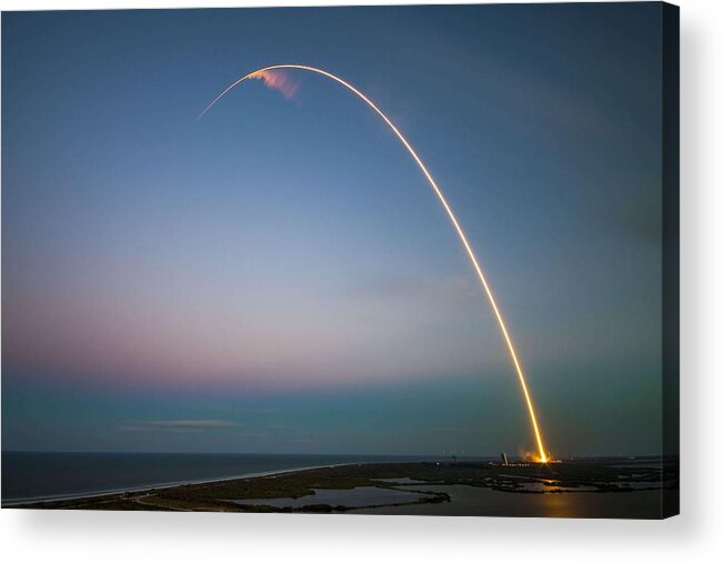 Globe Acrylic Print featuring the painting SES-9 launch by Celestial Images