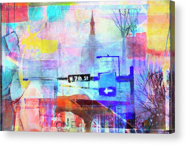 One Way Sign Acrylic Print featuring the photograph Seventh Street by Susan Stone