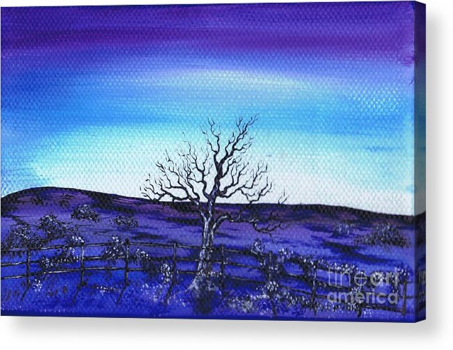 Tree Acrylic Print featuring the painting Shades Of Blue by Kenneth Clarke