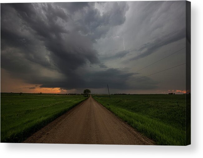 Sky Sunset Clouds Tree Usa Canon Lightning Cloud Weather Storm Thunderstorm Rural Thunder Hail Acrylic Print featuring the photograph Sharknado by Aaron J Groen