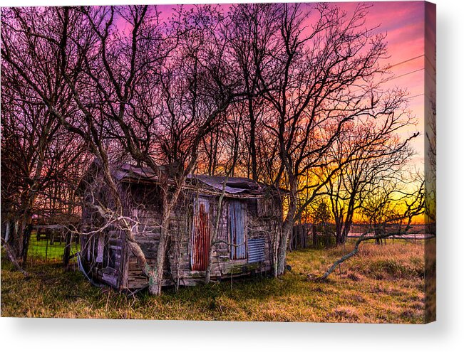 Texas Acrylic Print featuring the photograph Shed and Sunset by Micah Goff