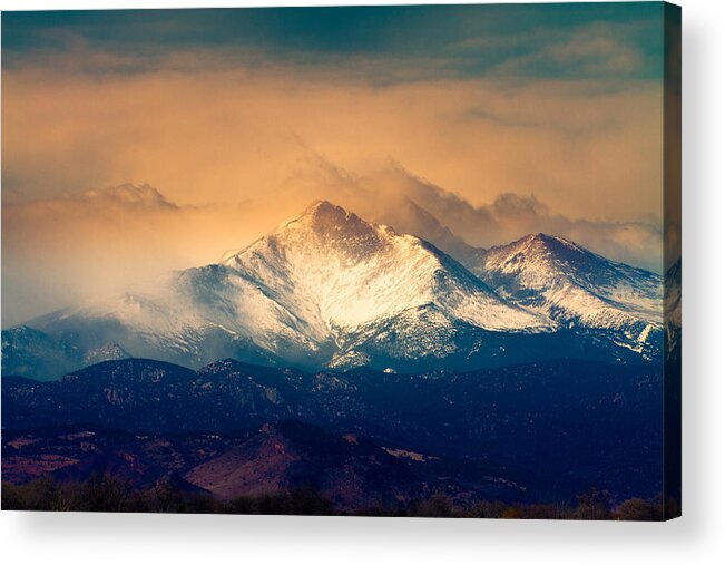 Longs Peak Acrylic Print featuring the photograph She'll Be Coming Around the Mountain by James BO Insogna