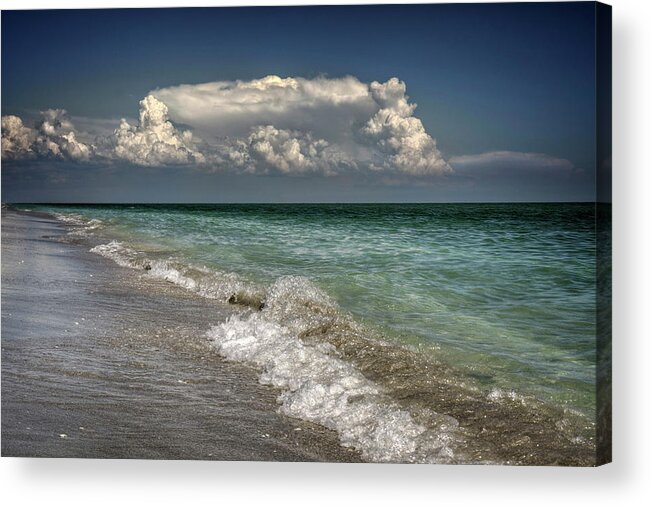 Sanibel Island Acrylic Print featuring the photograph Shells, Surf And Summer Sky by Greg and Chrystal Mimbs
