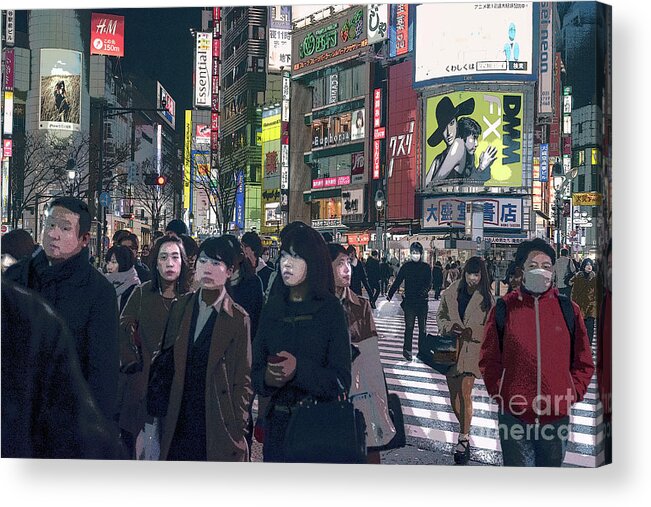 Shibuya Acrylic Print featuring the photograph Shibuya Crossing, Tokyo Japan Poster 2 by Perry Rodriguez