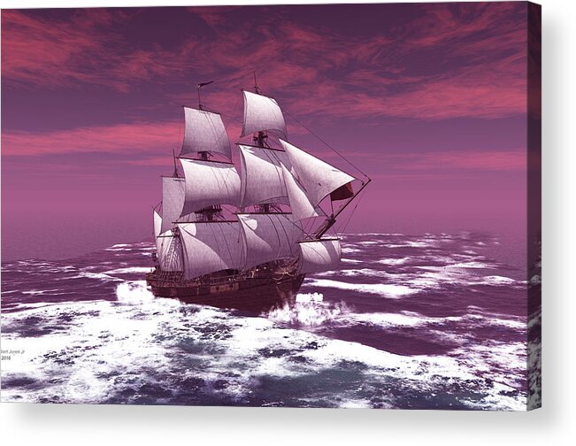 Ship Acrylic Print featuring the digital art The sailing ship by John Junek