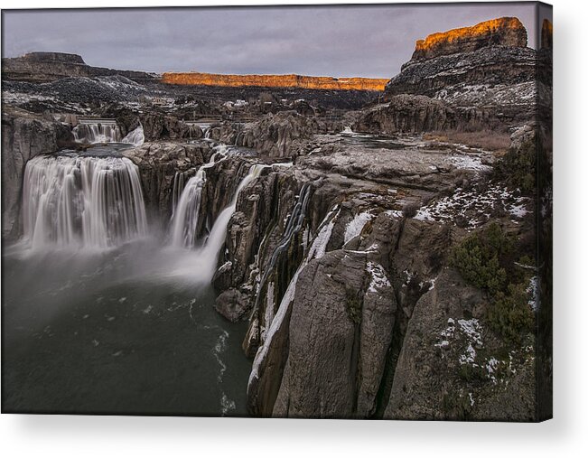 Waterfall Acrylic Print featuring the photograph Shoshone Falls Illumination by Erika Fawcett