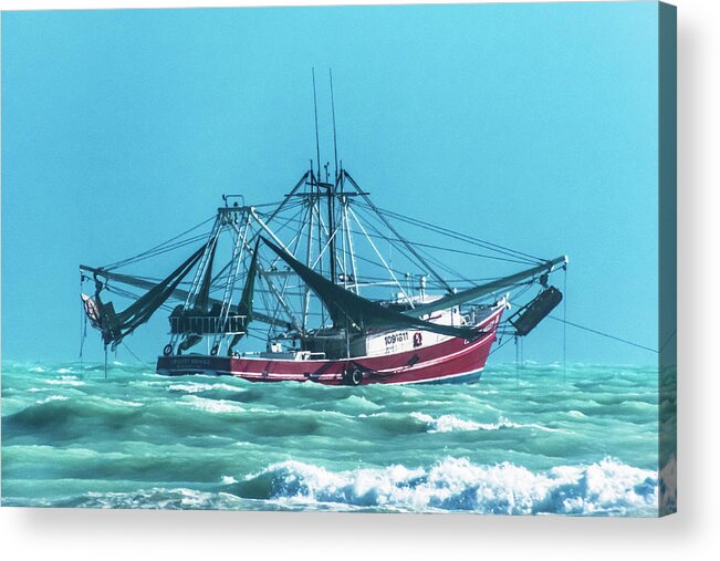 Shrimping Acrylic Print featuring the photograph Shrimping on a Windy day in Key West by Bob Slitzan