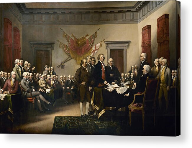 Declaration Of Independence Acrylic Print featuring the painting Signing The Declaration Of Independence by War Is Hell Store