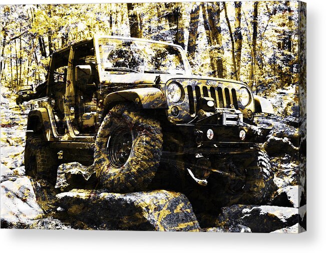 Jeep Acrylic Print featuring the photograph Silver and Gold Jeep Wrangler JKU by Luke Moore