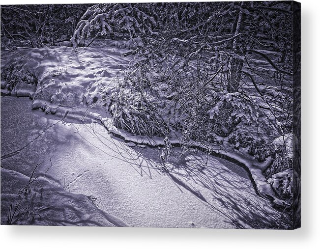 Winterscapes Acrylic Print featuring the photograph Silver Brook in Winter by Gary Shepard