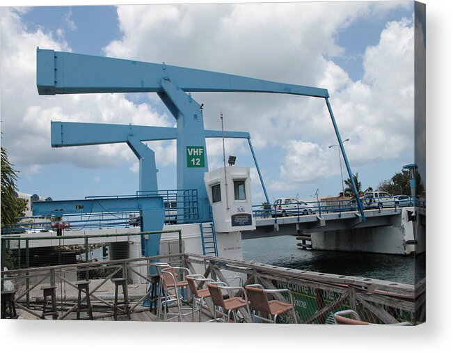 St Maarten Blue Acrylic Print featuring the photograph Simpson Bay Bridge St Maarten by Christopher J Kirby