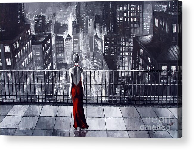 Oil Acrylic Print featuring the painting SinCity by Yuriy Shevchuk