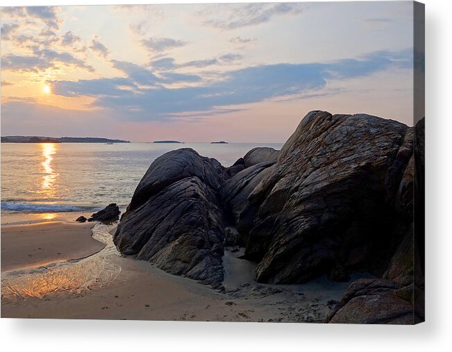 Manchester Acrylic Print featuring the photograph Singing Beach Rocky Sunrise Manchester by the Sea MA by Toby McGuire
