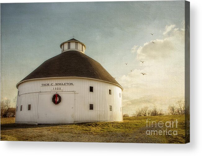 Round Acrylic Print featuring the photograph Singleton Round Barn by Diane Enright