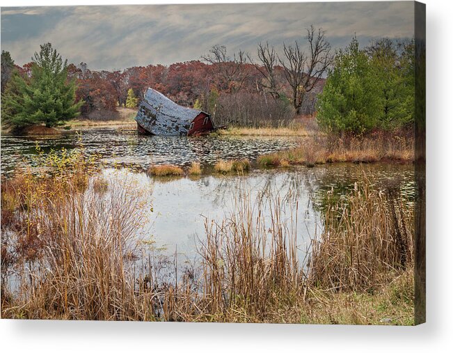 Barn Acrylic Print featuring the photograph Sinking Barn #4 by Patti Deters