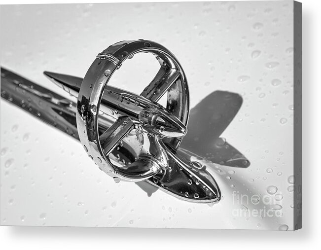 1953 Acrylic Print featuring the photograph Special Hood Ornament Monotone by Dennis Hedberg