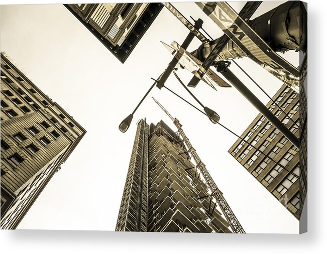 Skyscrapers Acrylic Print featuring the digital art Skyscrapers in New york seen from by Perry Van Munster