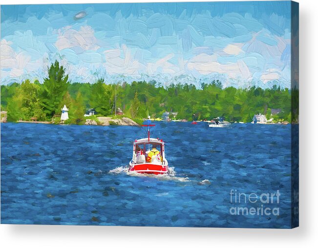 Boats Acrylic Print featuring the photograph Small red tugboat by Les Palenik