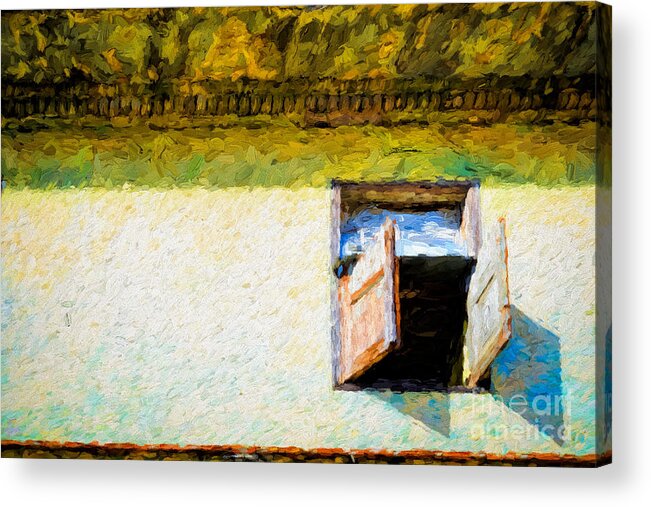 Window Acrylic Print featuring the photograph Small window with shutters by Les Palenik