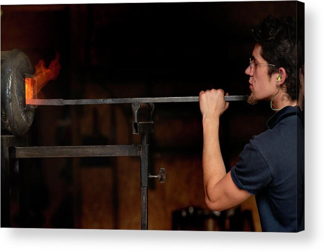 Forged In Fire Acrylic Print featuring the photograph Smith at Work 2 by Jean Gill