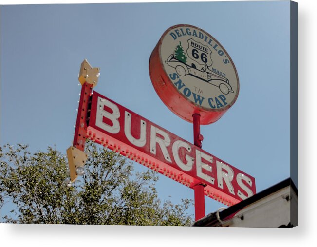 Seligman Acrylic Print featuring the photograph Snow Cap sign by Darrell Foster