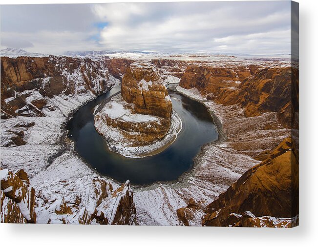 Horseshoe Bend Acrylic Print featuring the photograph Snow Day by Dustin LeFevre