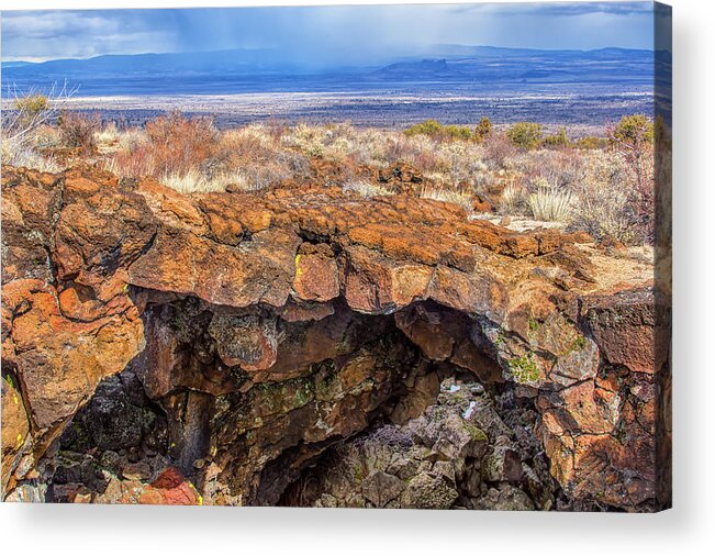Landscape Acrylic Print featuring the photograph Snow Shower at Lava Beds by Marc Crumpler